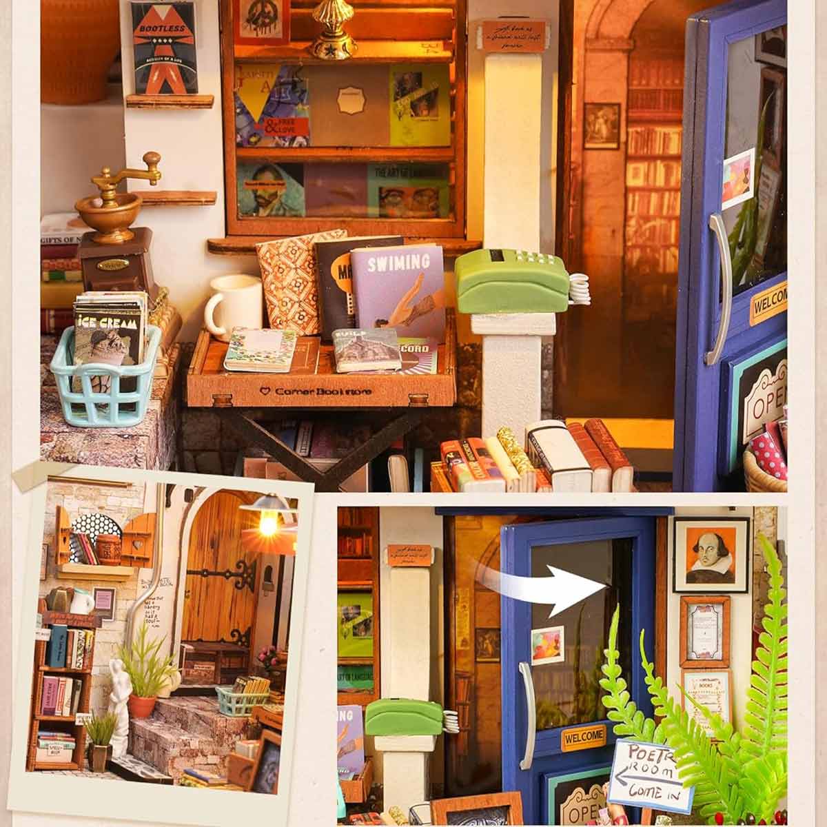Corner Bookstore - DIY Miniature House Kit